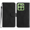 Чохол-книжка Stitching Embossed Leather на Motorola Edge 60 - чорний