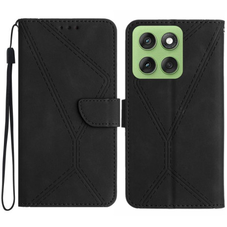 Чехол-книжка Stitching Embossed Leather для Motorola Edge 60 - черный