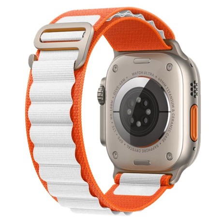 Ремешок Nylon Loop для Apple Watch Series 8/7 45mm/44mm /42mm/49mm - оранжево-белый
