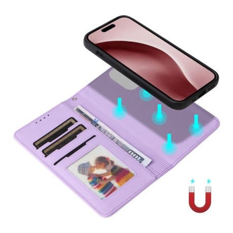 Чехол-книжка BETOPNICE BN-005 2 in 1 Detachable Imitate Genuine Leather для iPhone 16 Pro Max - фиолетовый
