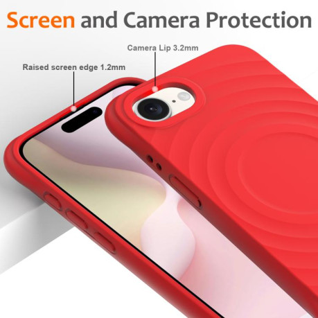 Чохол протиударний Wave Texture MagSafe Magnetic Liquid Silicone для iPhone 16e - червоний