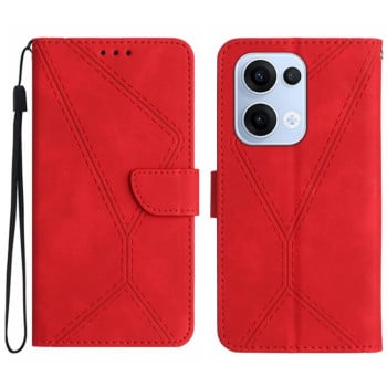Чехол-книжка Stitching Embossed Leather для OPPO Reno13 Global - красный