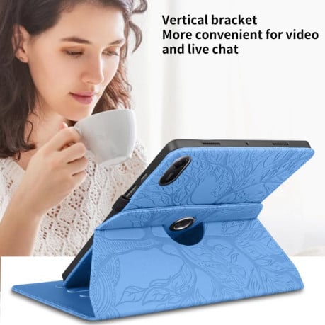 Чехол-книжка Tree Life Embossed Rotation Leather для Xiaomi Redmi Pad 2 - синий