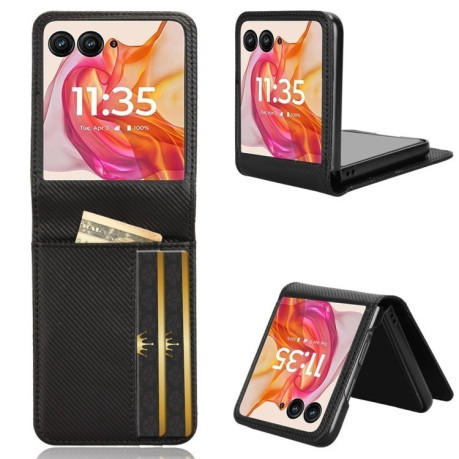 Протиударний чохол Card Slot PU Leather PC для Motorola Moto Razr 50 Ultra - чорний
