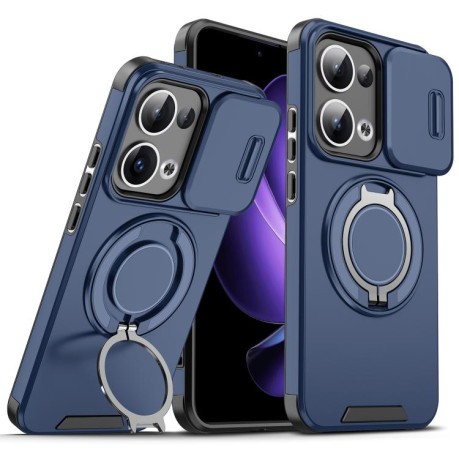 Противоударный чехол Sliding Camshield Ring Holder для OPPO Reno13 5G Global - синий