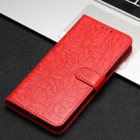 Чехол-книжка Daisy Embossed Leather для Samsung Galaxy F16 5G / M16 5G - красный