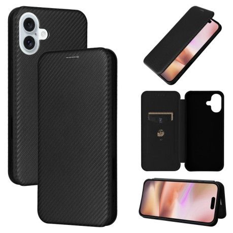 Чехол-книжка Carbon Fiber Texture на iPhone 16 - черный