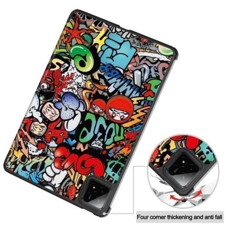 Чехол-книжка Custer Painted 3-Fold Stand Leather Smart для Xiaomi Pad 7 / 7 Pro - Graffiti