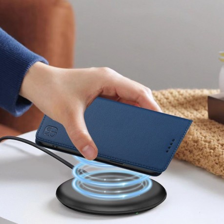 Чехол-книжка RC01 Dual-Folded Magnetic Suction RFID Leather на Infinix Hot 50i 5G / Smart 9 4G - синий