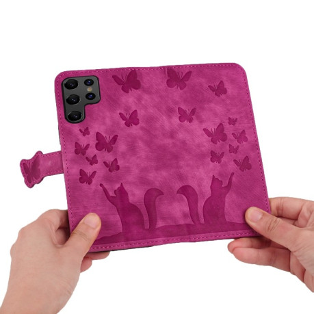 Чохол-книжка Cat Embossing Pattern  для Samsung Galaxy S25 Ultra 5G - рожевий