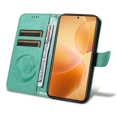 Чехол-книжка Swallowtail Butterfly Embossed Leather для Xiaomi 14T Pro - зеленый