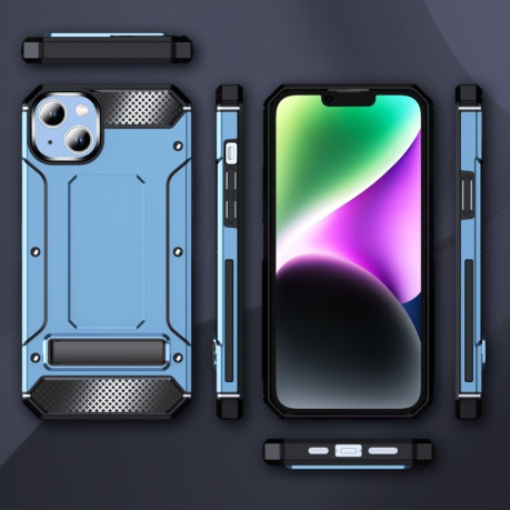 Противоударный чехол Matte Holder для iPhone 15 Pro Max - голубой