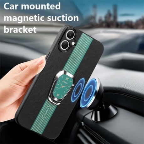 Чохол Magnetic Litchi Leather Back Phone Case with Holder для Samsung Galaxy A06 - зелений