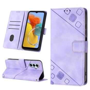 Чехол-книжка Skin-feel Embossed для Samsung Galaxy M14 5G - фиолетовый