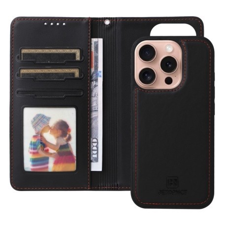 Чехол-книжка BETOPNICE BN-005 2 in 1 Detachable Imitate Genuine Leather для iPhone 16 Pro Max - черный