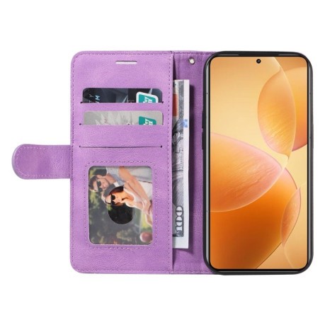 Чохол-книжка Dual-color Splicing Flip Leather для Xiaomi 14T Pro - фіолетовий