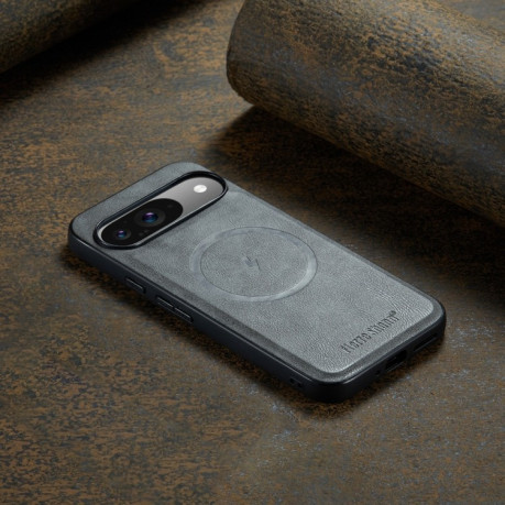 Чохол Fierre Shann Cowhide Texture MagSafe Magnetic для Google Pixel 9 Pro XL - сірий