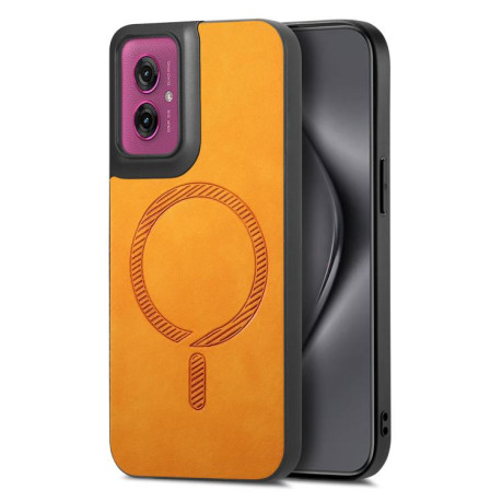 Чехол Retro MagSafe Magnetic PU на Motorola Moto G55 - желтый