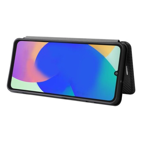 Чехол-книжка Carbon Fiber Texture на Samsung Galaxy M06 5G - черный