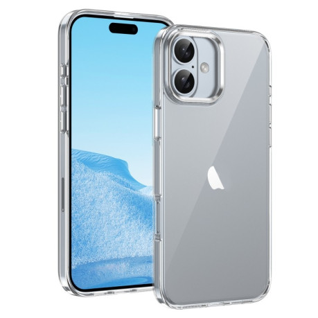 Противоударный чехол Ice Feel HD Transparent PC Full Coverage для iPhone 16 Plus - серебристый