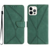 Чехол-книжка Stitching Embossed Leather для iPhone 15 Pro -зеленый