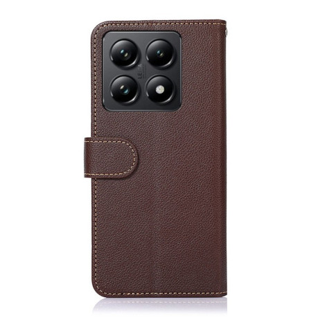 Чохол-книжка KHAZNEH Litchi Texture для Xiaomi 14T Pro - коричневий