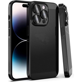 Противоударный чехол Fine Mesh Cooling для iPhone 15 Pro - черный