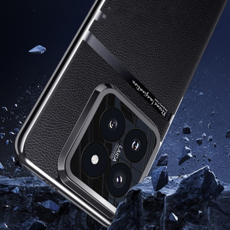 Чохол  Electroplating Plain-leather All-inclusive Shockproof для Xiaomi 14 - рожевий