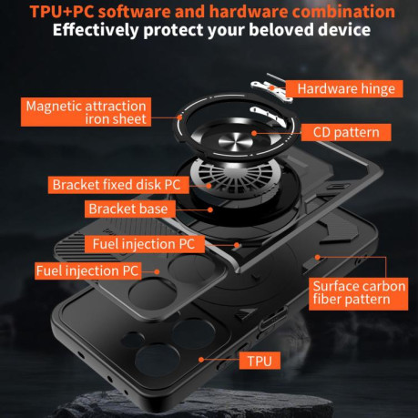 Ударозахисний чохол Armor Rotating Holder MagSafe на OPPO Reno13 5G - чорний