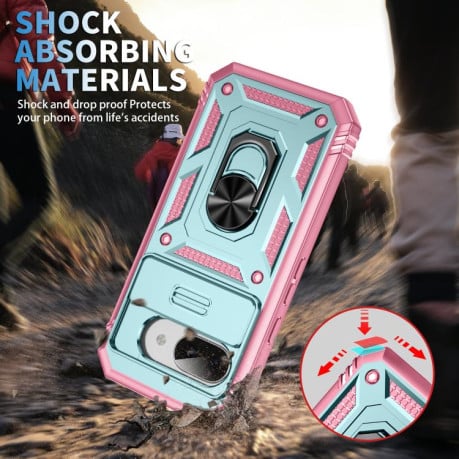 Противоударный чехол Sliding Camshield для Google Pixel 9a - Pink+Green