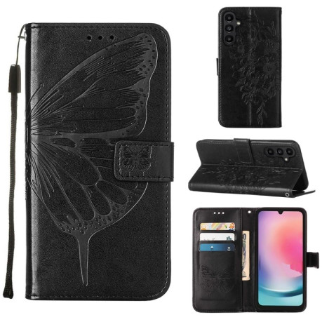 Чехол-книжка Embossed Butterfly для Samsung Galaxy A15 - черный
