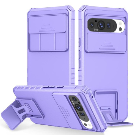 Протиударний чохол Stereoscopic Holder Sliding для Google Pixel 9 Pro XL - фіолетовий