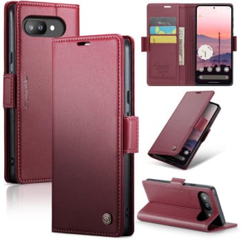 Чехол-книжка CaseMe 023 Butterfly Buckle Litchi Texture RFID Anti-theft Leather для Google Pixel 9a - красный