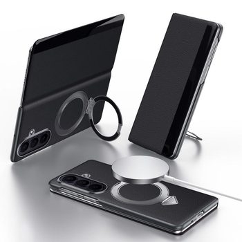 Чехол-книжка Sulada со Smart View-окном и MagSafe на Samsung Galaxy Fold8 Ultra 5G — черные