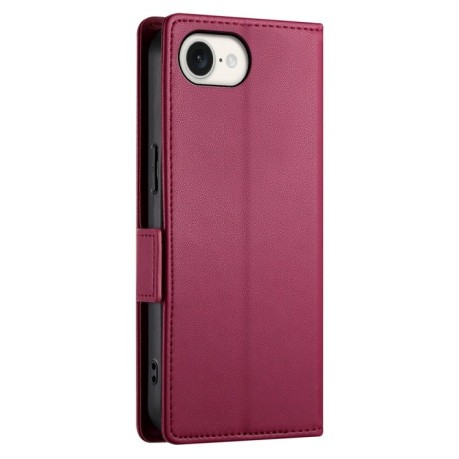Чехол-книжка Side Buckle Magnetic Frosted Leather для iPhone 16e - винно-красный
