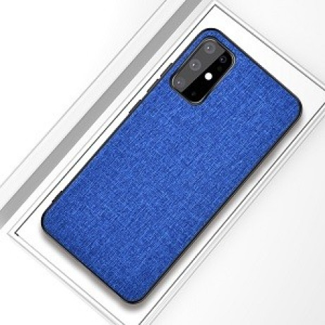Противоударный чехол Cloth Texture на Samsung Galaxy S20 Ultra-синий