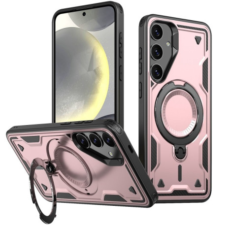 Протиударний чохол MagSafe Holder Armor PC Hybrid для Samsung Galaxy S24 FE 5G - рожеве золото