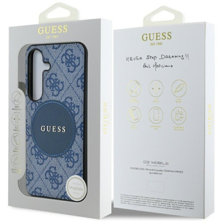 Оригинальный чехол Guess 4G Round Patch Classic Logo MagSafe для Samsung Galaxy S25 - blue