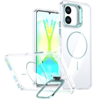 Прозорий чохол Bright Color Clear з MagSafe і рамкою камери на Tecno Spark Go 3 — синій