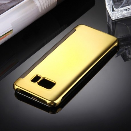 Зеркальный чехол- книжка Electroplating Mirror на Samsung Galaxy S8 / G950-золотой