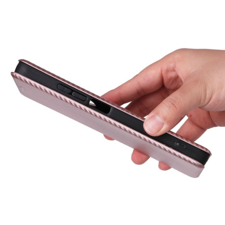 Чохол-книжка Carbon Fiber Texture на Xiaomi Redmi 14C 4G/Poco C75/Redmi A4 5G - рожевий