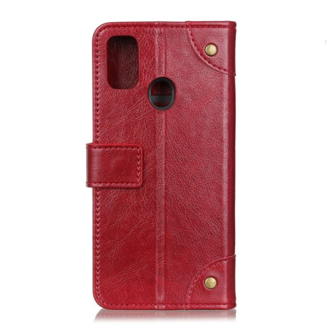 Чехол-книжка Copper Buckle Nappa Texture на Samsung Galaxy A21s - винно-красный