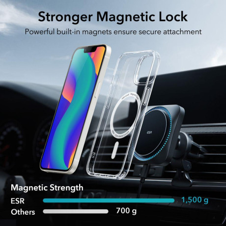 Оригинальный чехол ESR Classic Hybrid Case Black with HaloLock (MagSafe) на iPhone 14 Plus - прозрачный