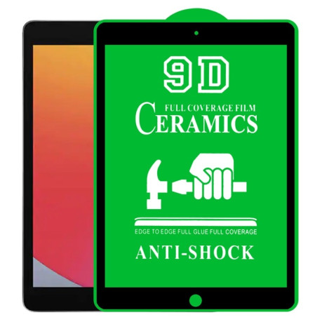 Защитное гибкое стекло Ceramic 9D Full Screen Full Glue для iPad 10.2 2020/2021 - черное