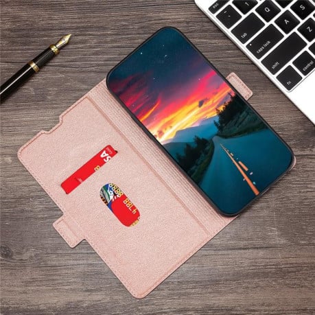 Чехол-книжка Voltage Side Buckle на Infinix Note Edge 5G — розовое золото