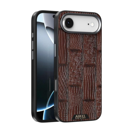 Ультратонкий чохол ABEEL Beast Pattern 6D Micro-Embossed MagSafe Genuine Leather на iPhone Air - коричневий