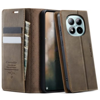 Чохол-книжка CaseMe 033 з фактурою Calf і захистом від сканування RFID на Xiaomi Poco 8 Pro/Redmi Note 15 Pro+ 5G Global 163.3mm — кавовий