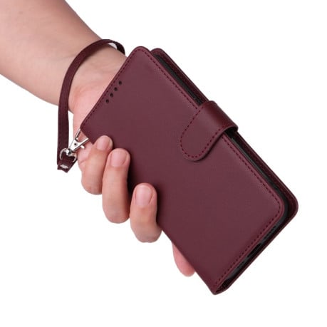 Чохол-книжка BETOPNICE BN-005 2 in 1 Detachable Imitate Genuine Leather для Samsung Galaxy S24 FE 5G - винно-червоний