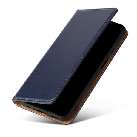 Кожаный чехол-книжка Fierre Shann Genuine leather для Samsung Galaxy A55 5G - синий