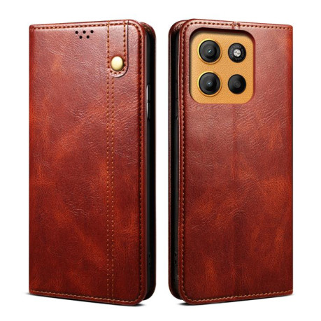 Чохол-книжка Simple Wax Crazy Horse для Motorola Moto G15 - коричневий